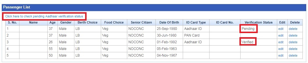 How to Add Aadhaar Number in IRCTC Step 6