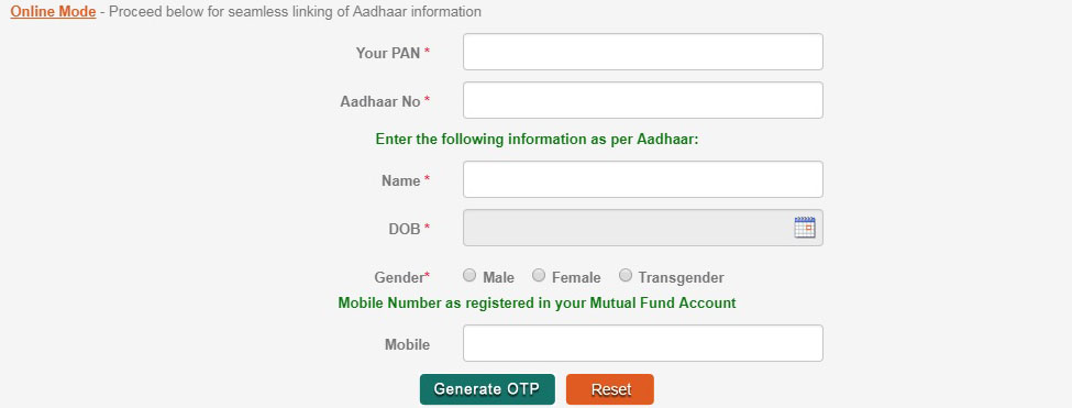 link aadhaar with mutual funds through CAMS step 3