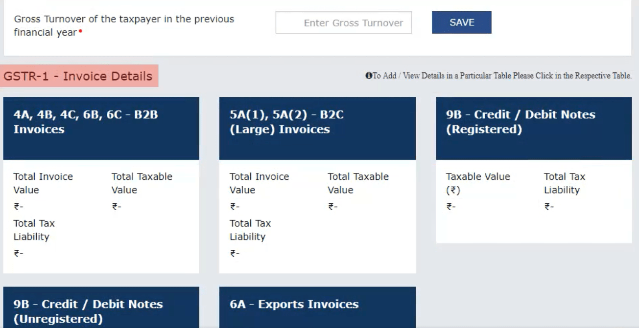 GSTR-1 Invoice details