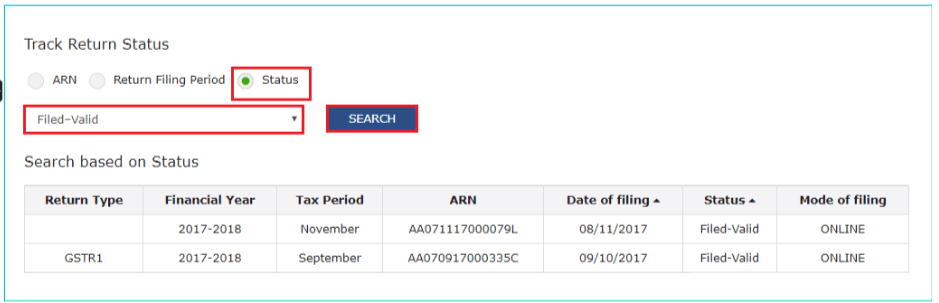 GST Return status