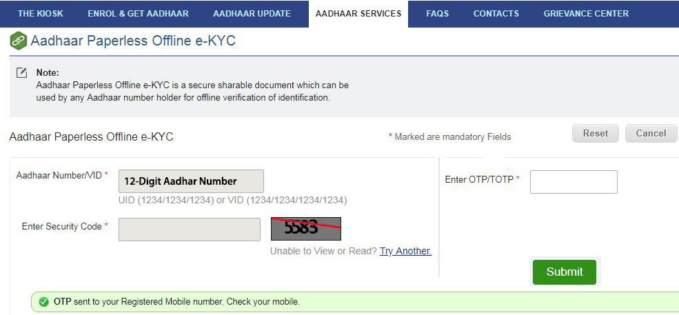 Aadhaar Paperless Offline e-KYC