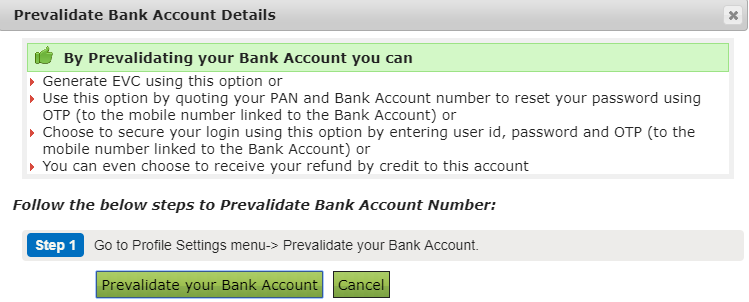 pre-validate bank account details