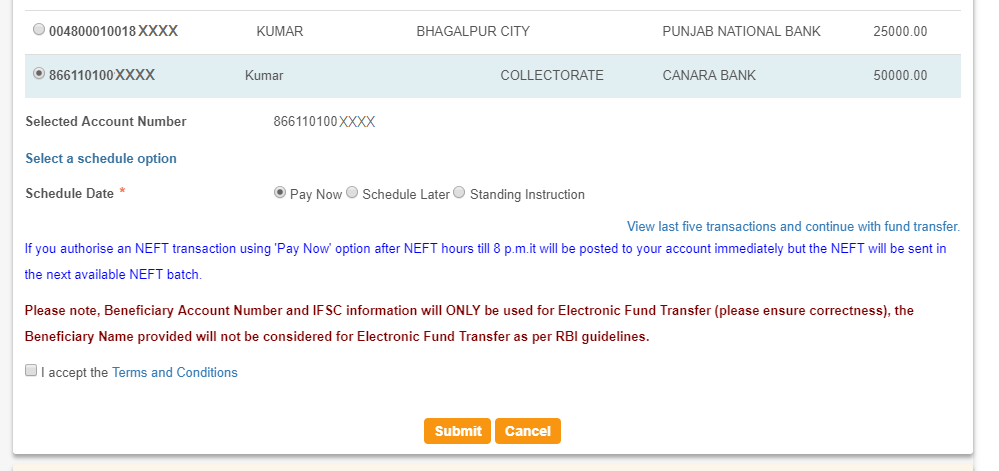 SBI NEFT Other account transfer 5