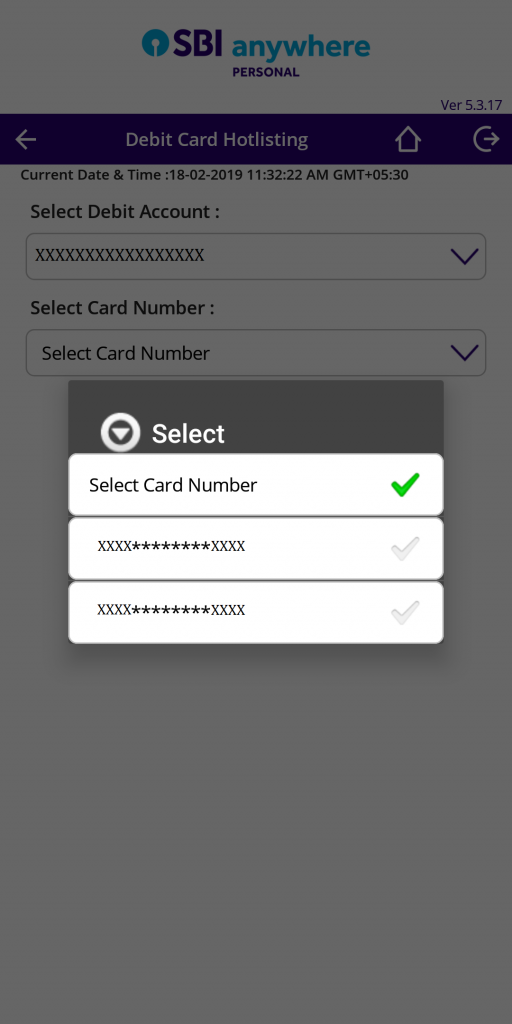 4 - SBI ATM Card Block - select debit card