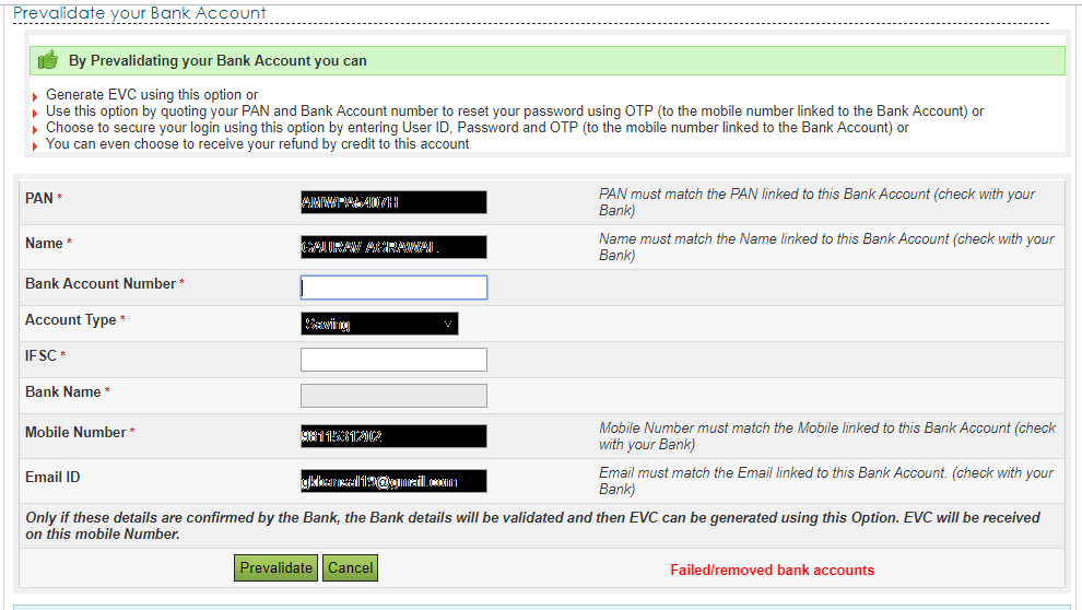 Link your PAN with Bank A/c