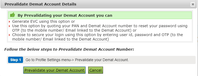 Prevalidate Demat Account