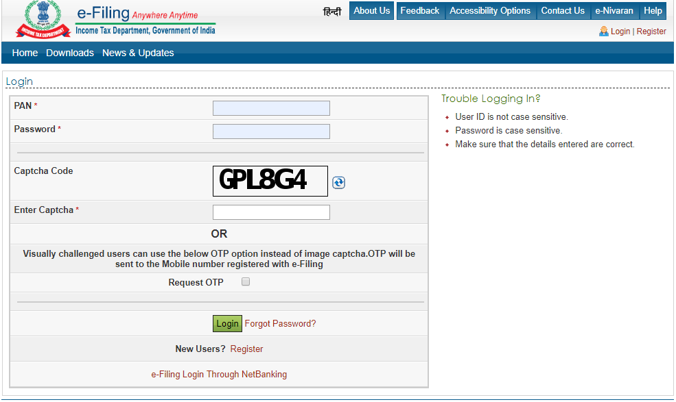 e-Filing Lite Login