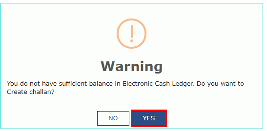 Challan create warning_GSTR-3B