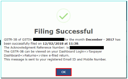 GSTR 3B successful filing