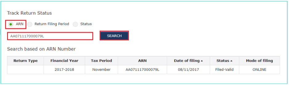 Track GSTR Status using ARN