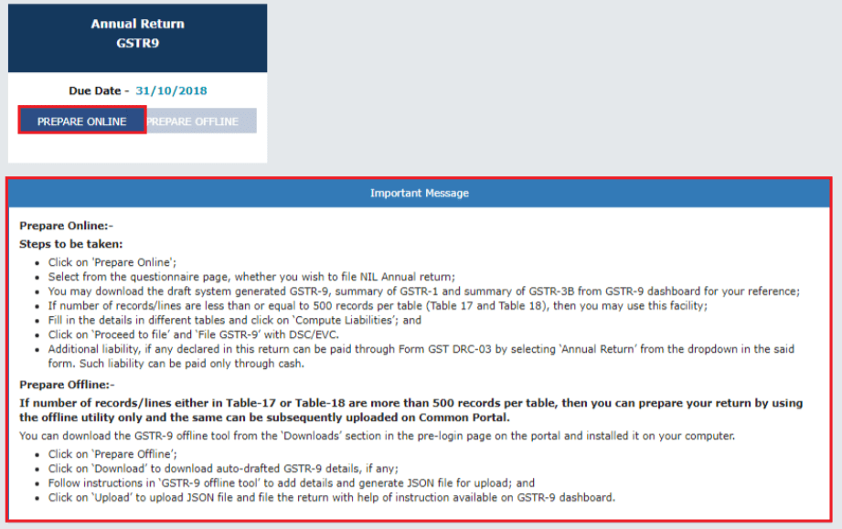 GSTR-9 Prepare Online