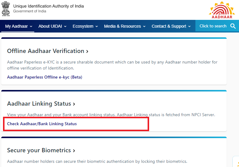 How To Check Aadhaar Bank Link Status Online Paisabazaar