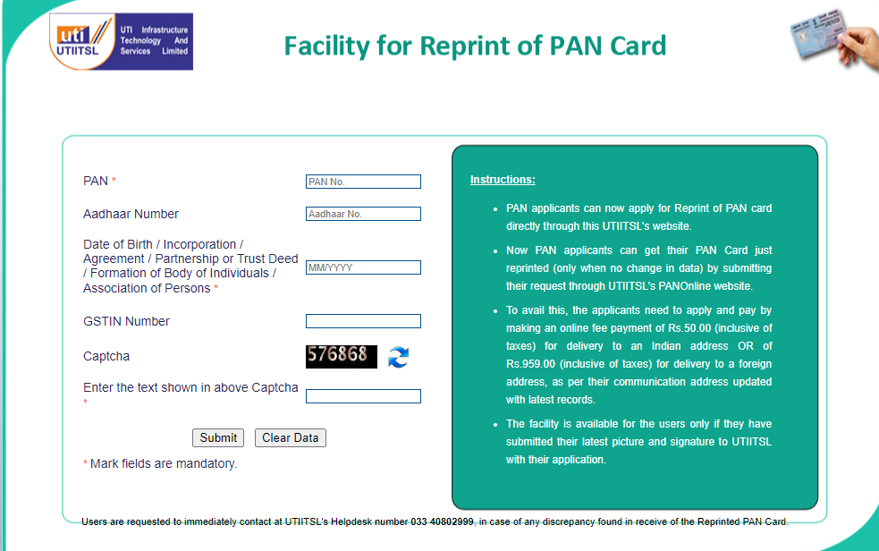 Duplicate Reprint PAN Card How To Apply Duplicate PAN Card Online Offline