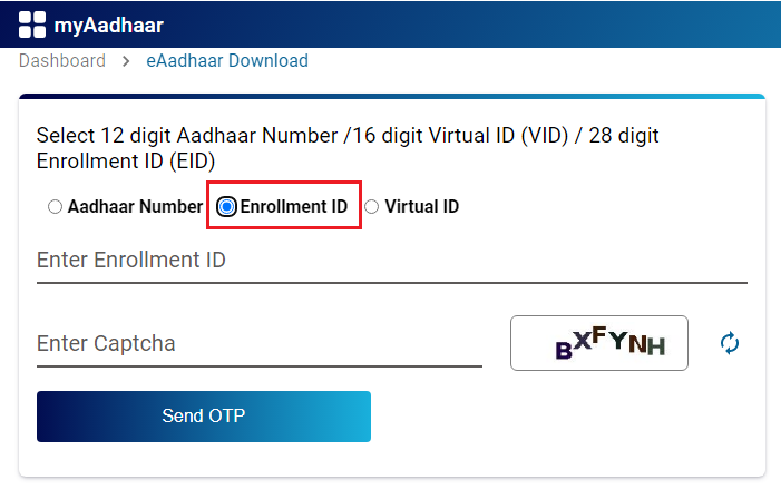 Download Aadhaar by Enrollment Number