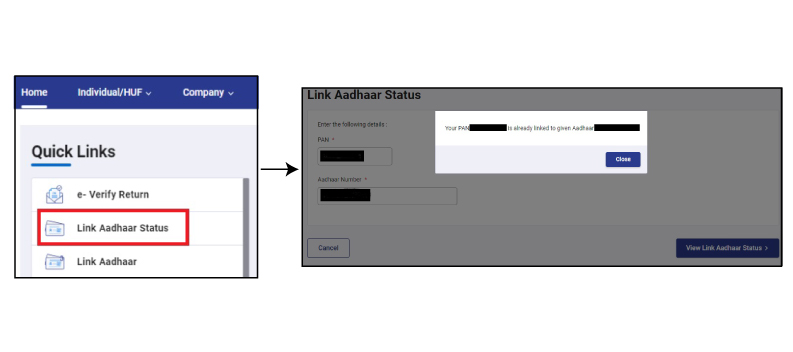 PAN Aadhaar Link Status