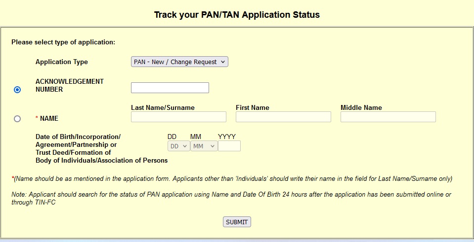 PAN Card Delivery Status via NSDL